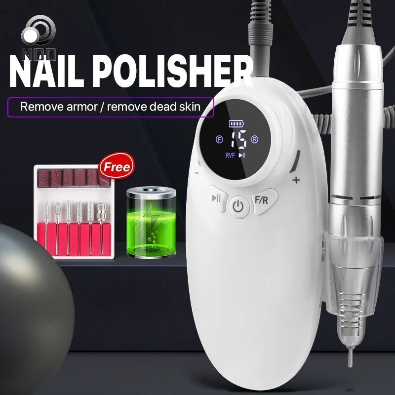 2021 Nail Drill Machine Portable Rechargeable 35000RPM Manicure Machine Electric Nail File Nail Art Tools Set for Nail Drill bit