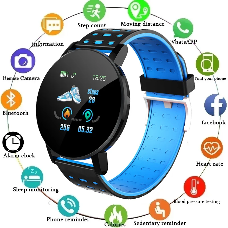 

119 Plus Smart Watch Men Fitness Tracker Sport Waterprof Heart Rate Monitor Blood Pressure Smartwatch Women 2022 for IOS Android