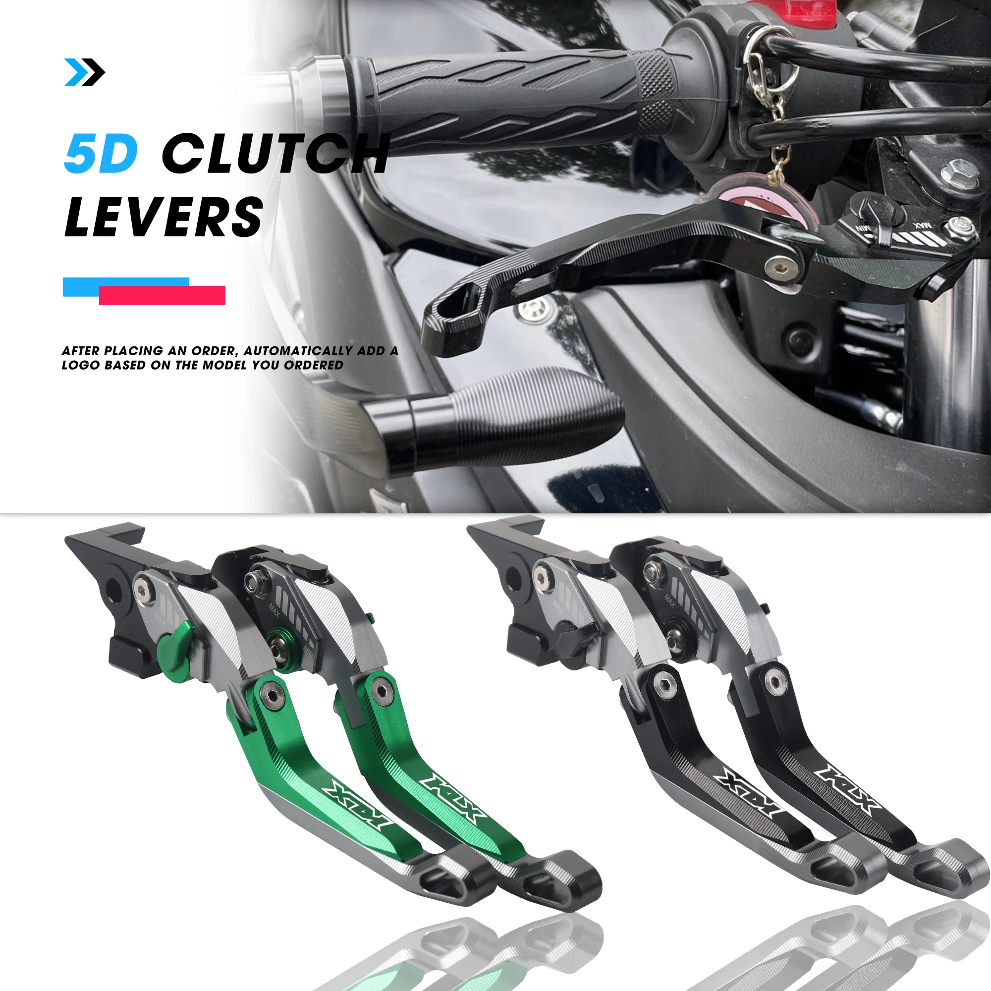 Фото Мотоциклетные аксессуары KLX 300 CNC 5D рычаг тормоза сцепления Регулируемый рычаг тормоза сцепления KLX логотип для KAWASAKI KLX 125 150 230 №1