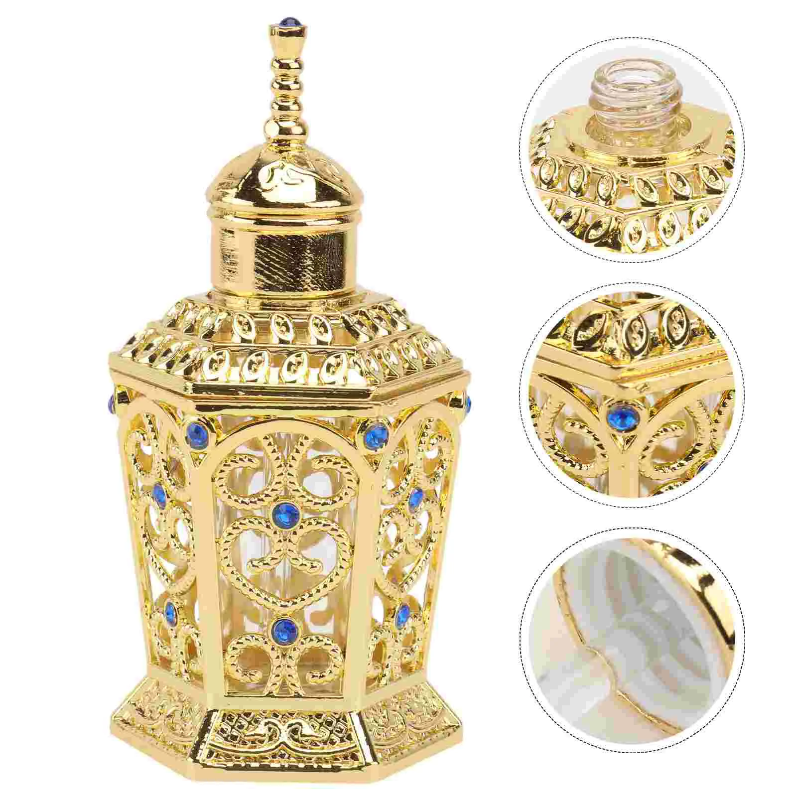 

1Pc Chic Stylish Empty Storage Bottle Glass Perfume Bottle Liquid Bottle Golden