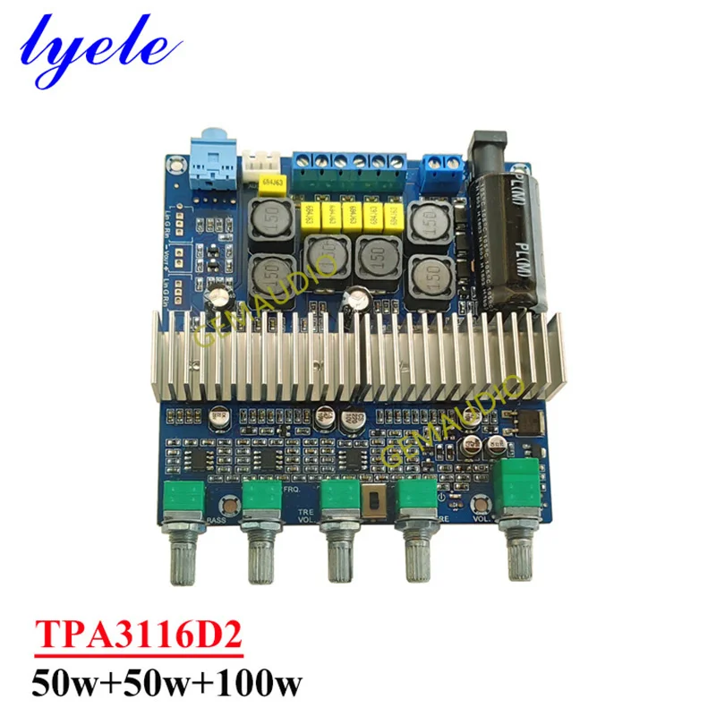 

50w*2+100w TPA3116D2 2.1 Channel Digital Power Amplifier Board High Power Subwoofer Amplifier DC 12-24V Hifi Amp