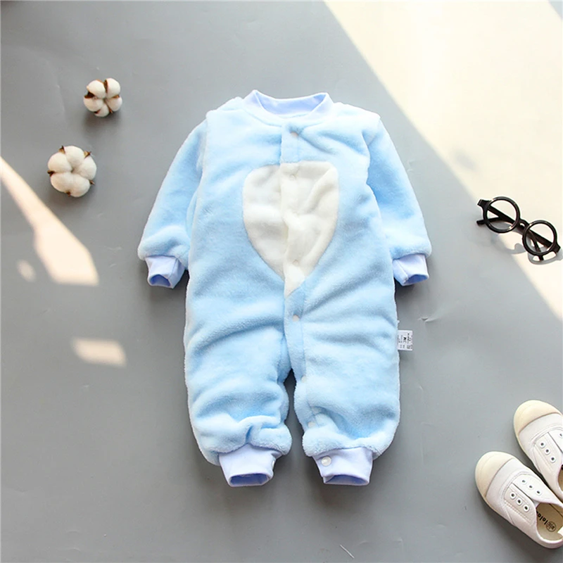 

Newborn Baby Polar Fleece Clothes Boys Girls Autumn Thicken Rompers Infant Baby Cartoon Jumpsuit Home Climbing Clothes Pajamas