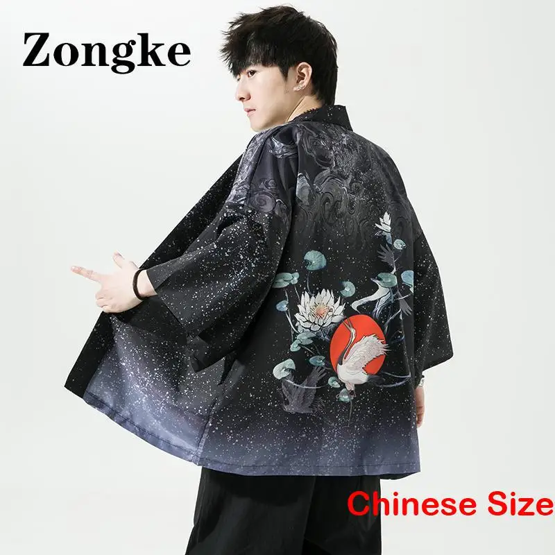 

Zongke Floral Print Cardigan Man Men's Japan Clothing Mens Kimono Japanese Style Clothes Shirt Blouse Haori 5XL 2023 Summer
