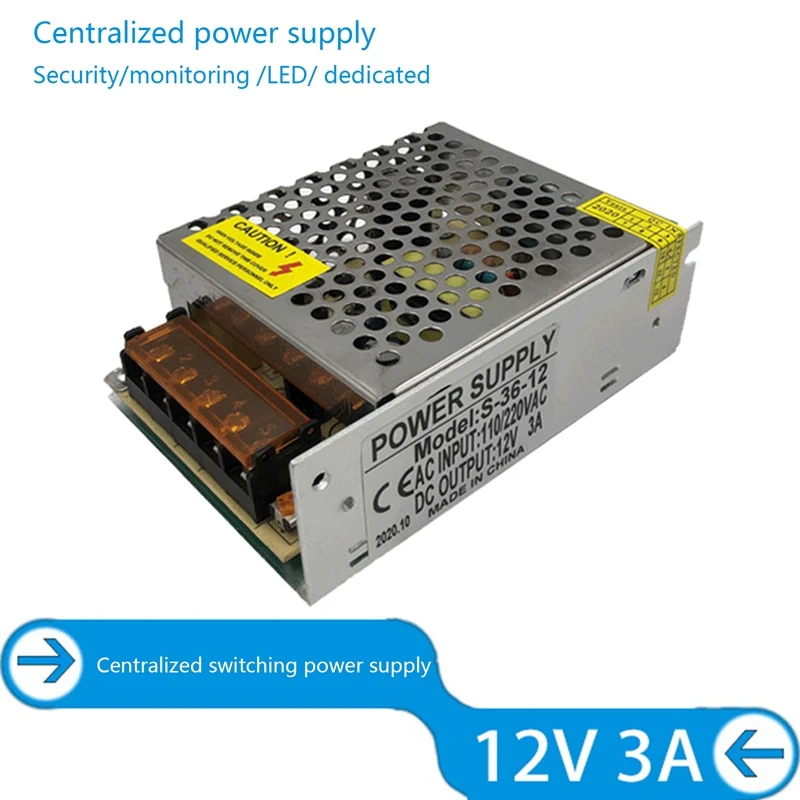 

12V 3A LED Switch Transformer Power Supply 36W Non-Waterproof LED Strip Switch Driver For LED Strip CCTV