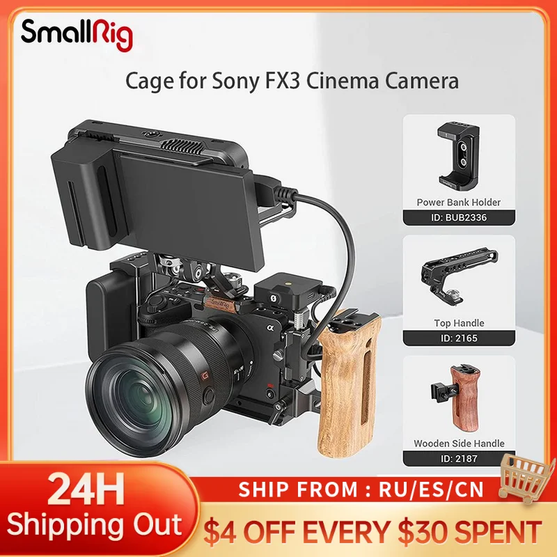 

SMALLRIG Full Camera Cage for Sony FX3 / FX30 (ILME-FX3) with HDMI Cable Clamp, Cold Shoe & NATO Rail - 3277