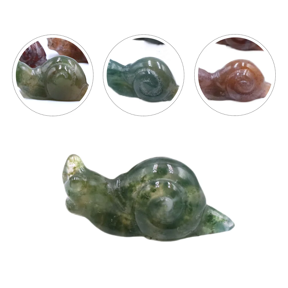 

Snail Figurines Miniature Animal Statue Mini Stone Ornament Sculpture Natural Garden Figurine Tea Toys Gemstone Decor Crystal