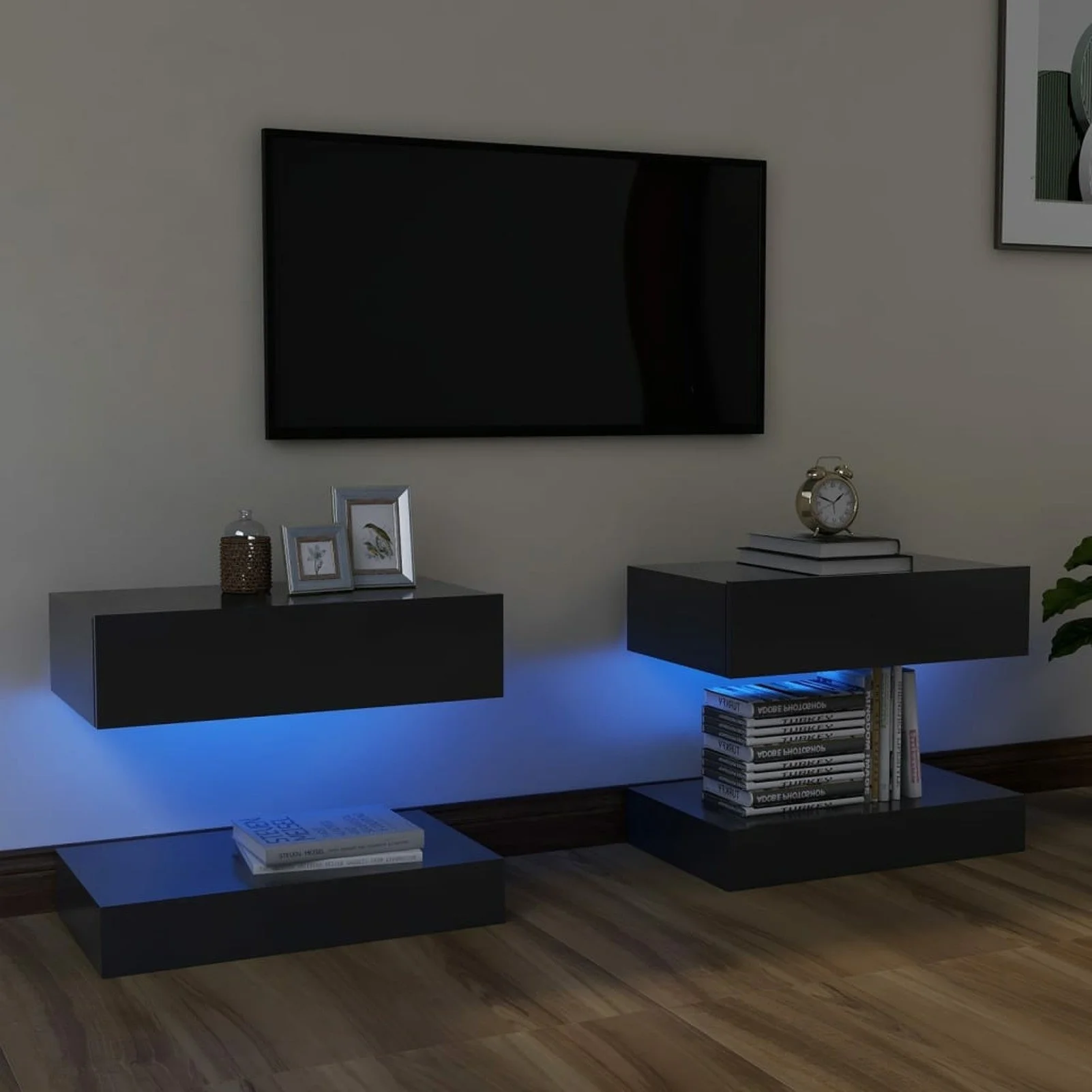

TV Cabinets with LED Lights 2 pcs Gray 23.6"x13.8"