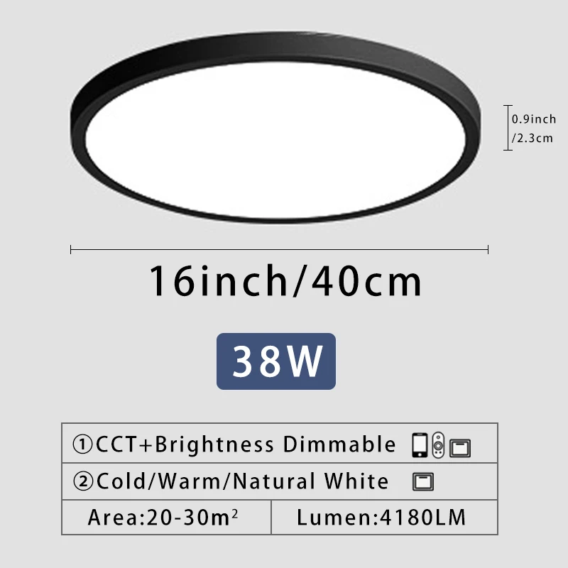 

Современный светодиодный 20-дюймовый большой потолочный светильник с дистанционным управлением через приложение, интеллектуальный ультратонкий потолочный светильник для спальни, гостиной, домашнего освещения