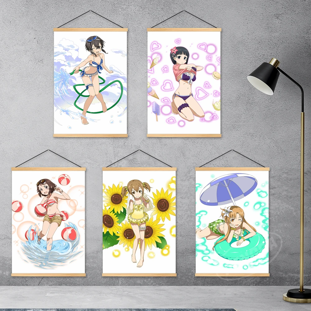 

Модульный меч искусство онлайн картины деревянный подвесной Ayano Keiko домашний декор Аниме Холст принты Асада шино картина плакат настенное и...