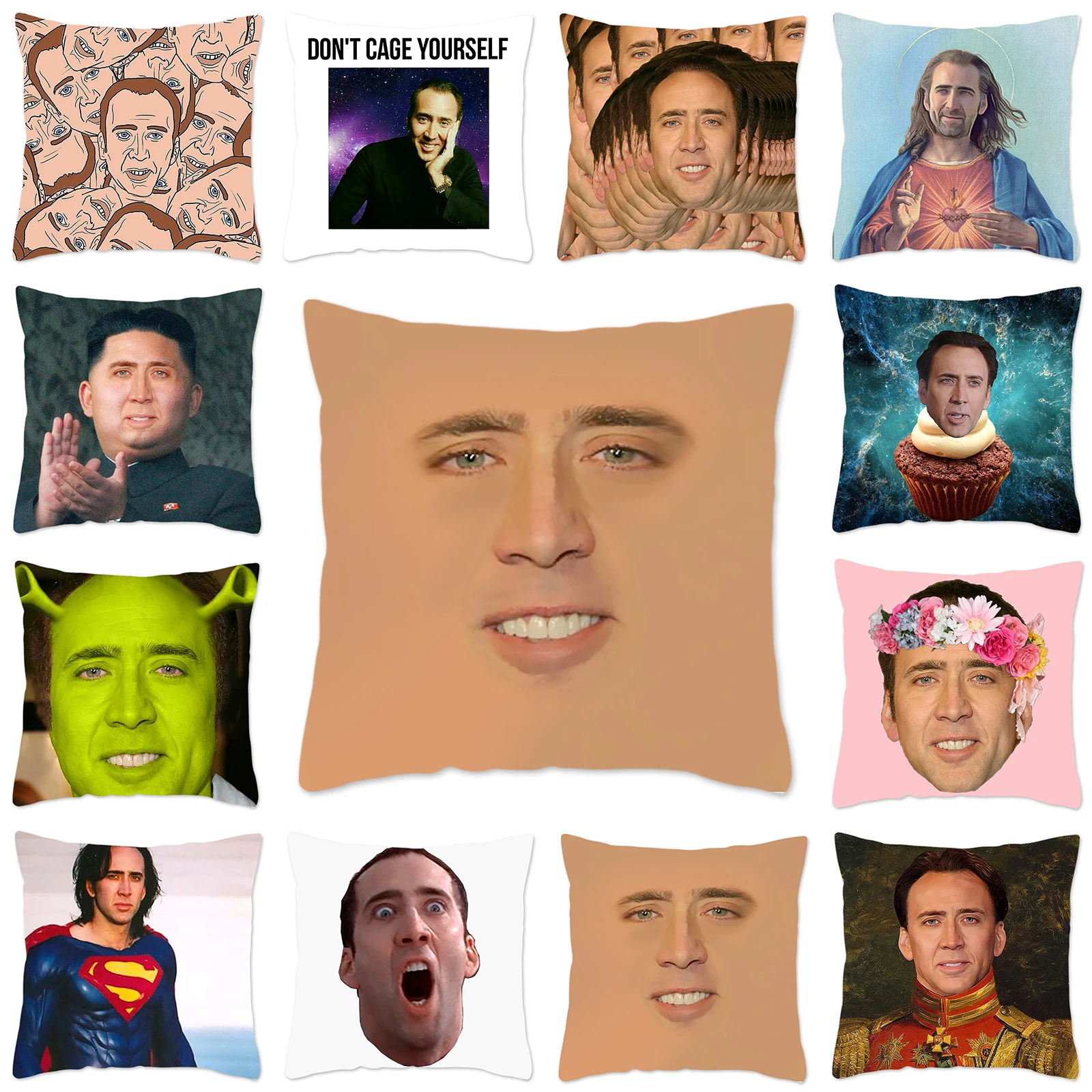 

Magical Nicolas Cage Cushion Cover with Sequins Super Shining Reversible Color Changing Pillow Cover 45*45cm Home Car Decoraion