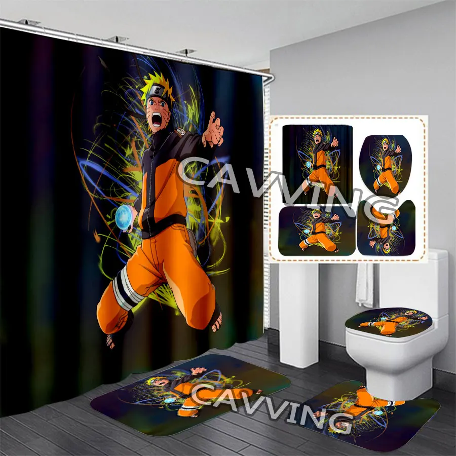 

Anime 3D Shower Curtains Waterproof Bathroom Curtain Anti-slip Bath Mat Set Toilet Rugs Carpet H01