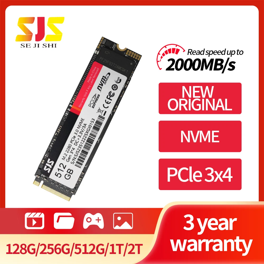 

SJS SSD M2 512GB NVME SSD 128GB 256GB 512GB 1TB 2TB M.2 2280 PCIe Hard Drive Disk Internal Solid State Drive for Laptop PC