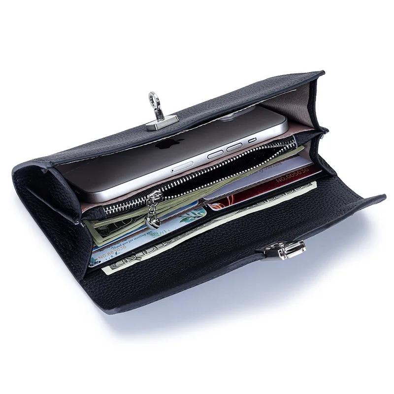 Genuine Leather New Women Wallets Luxury Design Multiple Card Slots Card Holder Long Clutch Solid Female Purse Carteras Cuzdan