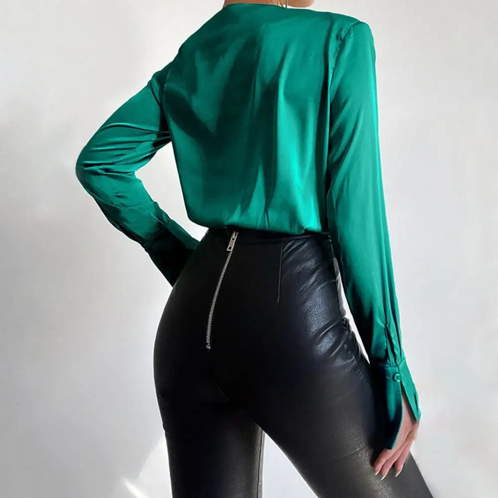 

Fabulous Patchwork Spring Bodysuit Lady Bodysuit Long Sleeve Deep V Neck