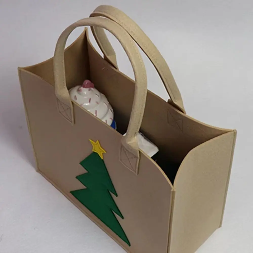 Милая однотонная фетровая сумка для рождественской елки большая вместительная