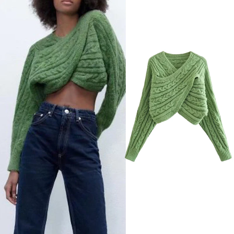 

KJMYYX осенне-зимний женский модный однотонный пуловер свитер 2022 Новые повседневные свободные топы с V-образным вырезом Женские уличные наряд...