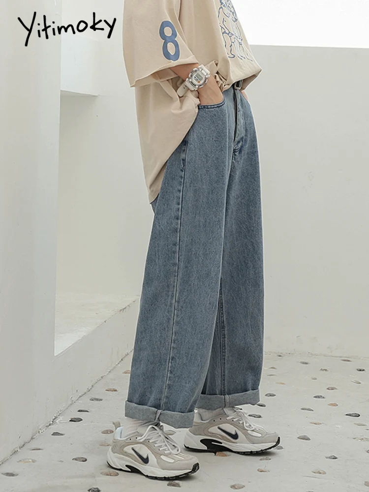 

Yitimoky женские джинсы с высокой талией одежда с широкими штанинами джинсовая одежда уличная одежда винтажное качество 2022 Модные свободные пр...
