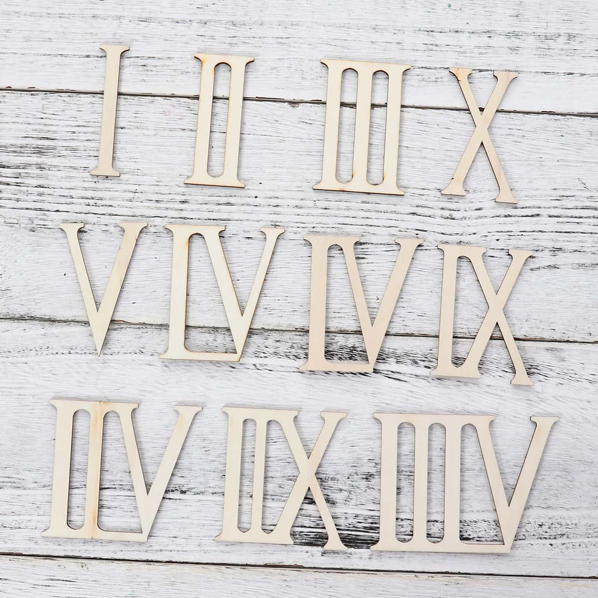 

12pcs Numbers for Crafts Unfinished Letters Roman Numerals Shape Numbers Slices for Crafts