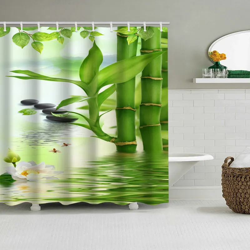 Бамбуковая занавеска для душа декор спа-процедур из дзен-камня сада пляжа