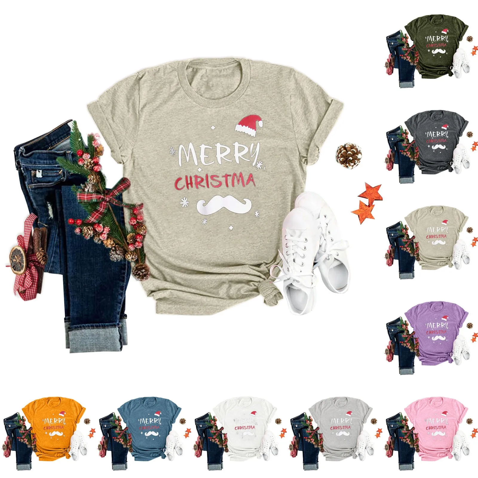 

Christmas TShirt For Women Funny Graphic Party Tee Shirts Casual Short Sleeve Tops Tops And Blouses for Women