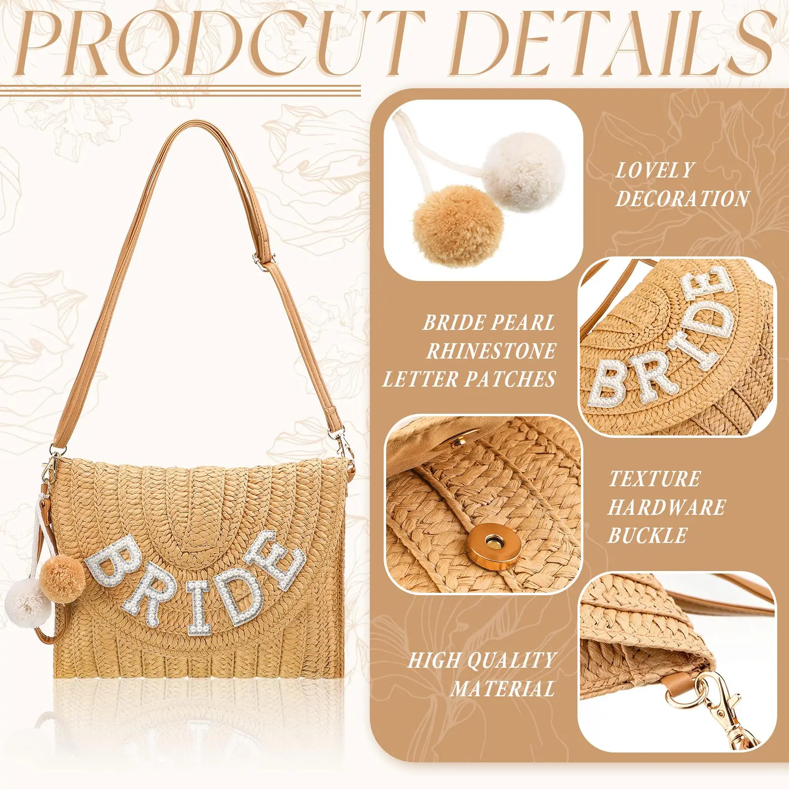 Соломенная Сумка на плечо для невесты плетеный кошелек-конверт с жемчугом