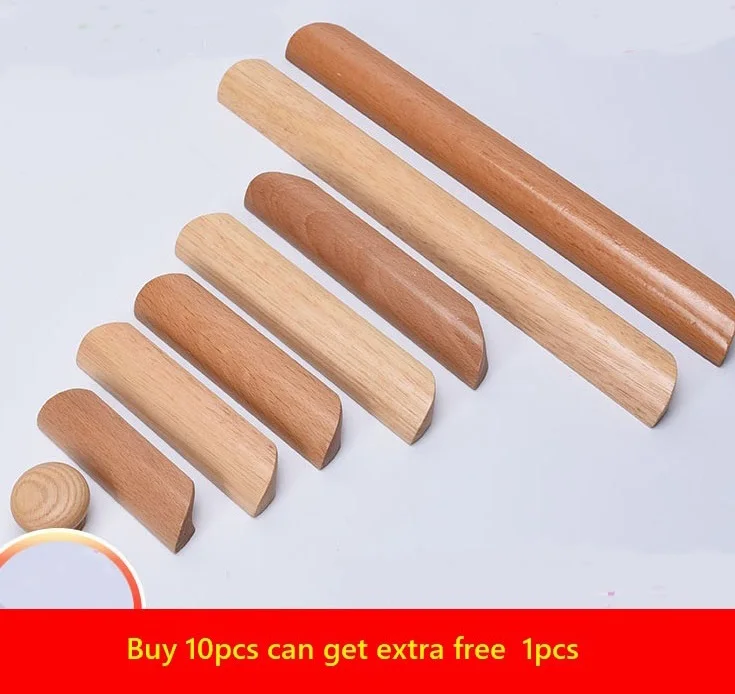

1PCS Nordic Cabinet Solid Wood Drawer Handles Wardrobe Pulls Door Closet Dresser Knobs Furniture Hardware