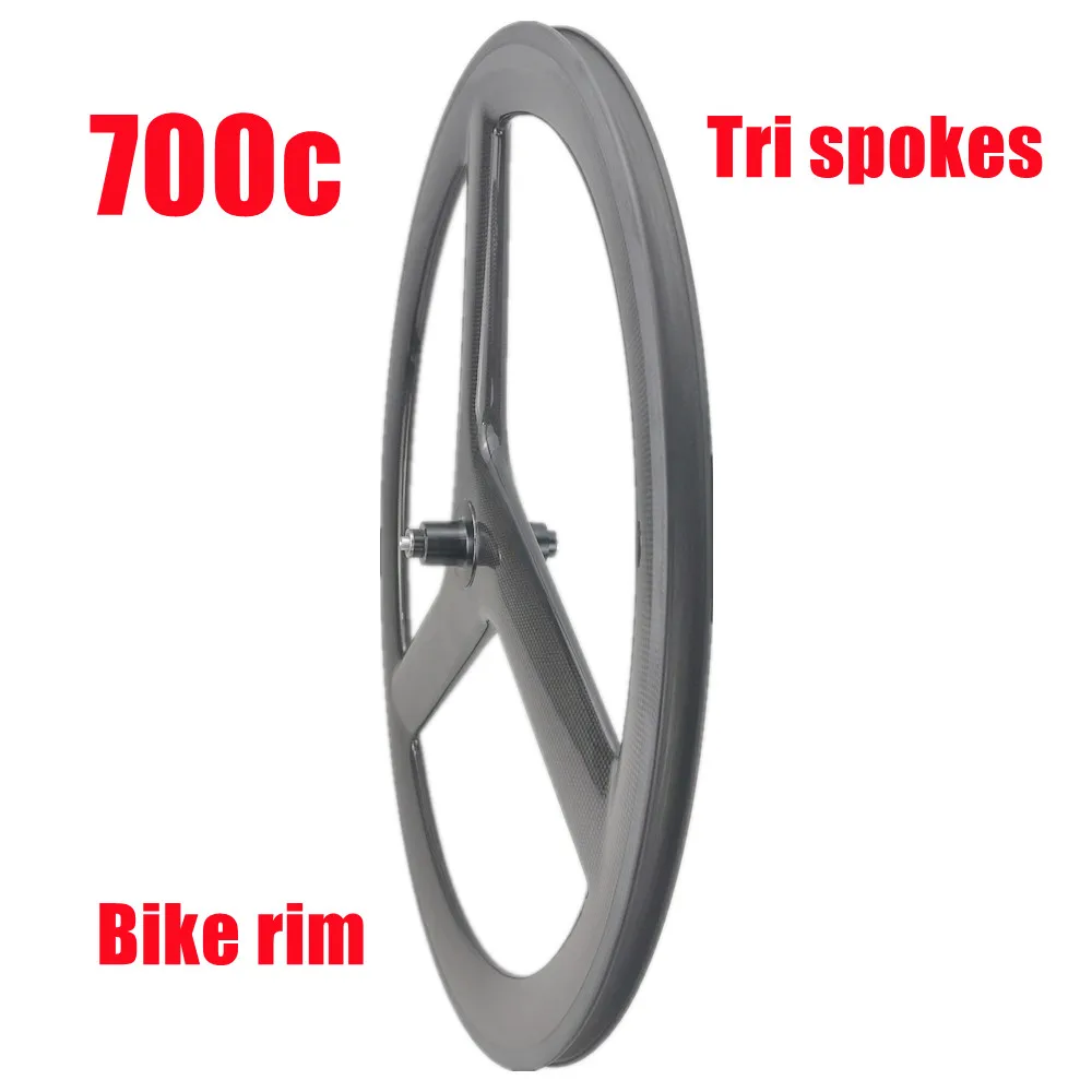 

Best Price 3Spokes Road Bike 700C Clincher 50MM Depth 23MM Width Tri Spoke Road Bike Wheel Rim V Brake Edge 3k Glossy