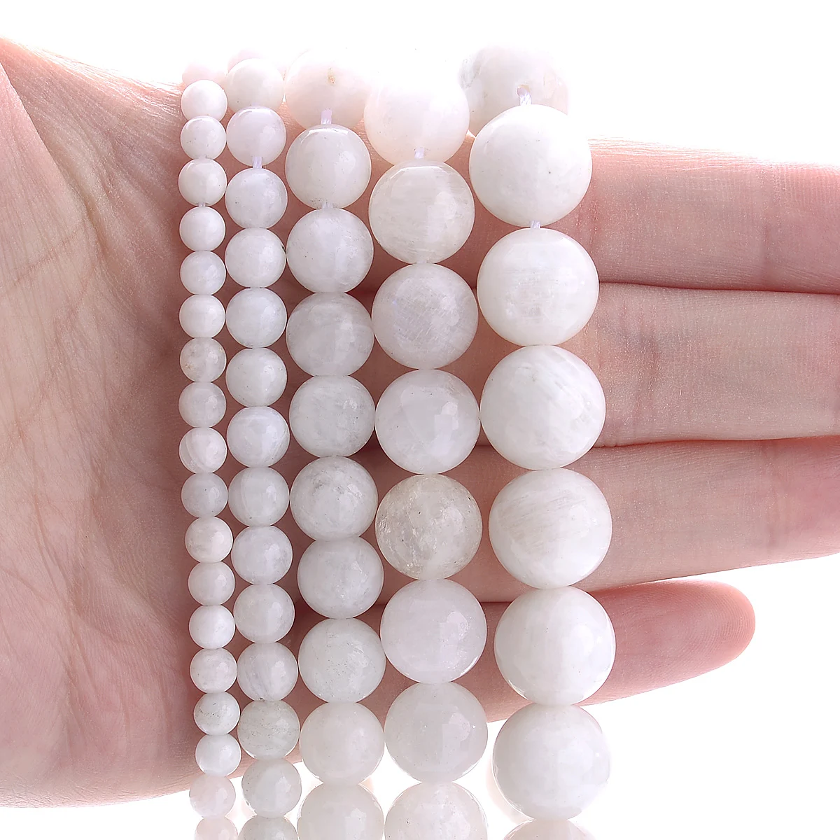 AAA + натуральные драгоценные камни, бусины из голубого лунного камня, круглые бусины россыпью, бриллиантовый браслет, ожерелье 15 дюймов, 4/6/8/10/12 мм