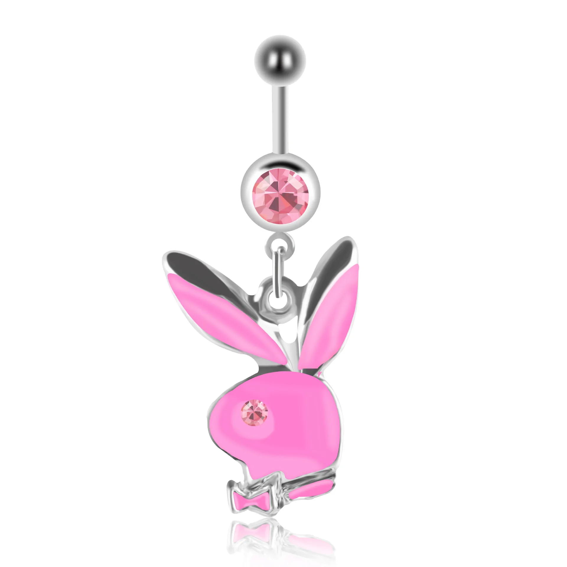 1pc Belly Button Rings Bunny Navel rings  Rabbit Belly Rings for Women Gem stone Pink Blue Bunny Fake Belly Piercing Rin images - 6