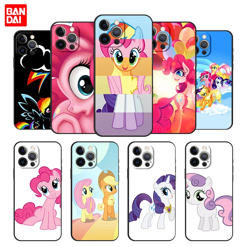 

My Little Pony Horse Anime Cute Case for iPhone 13 12 11 Pro Max SE 2020 12pro 13pro Mini Silicone Cover Black Phone Protection