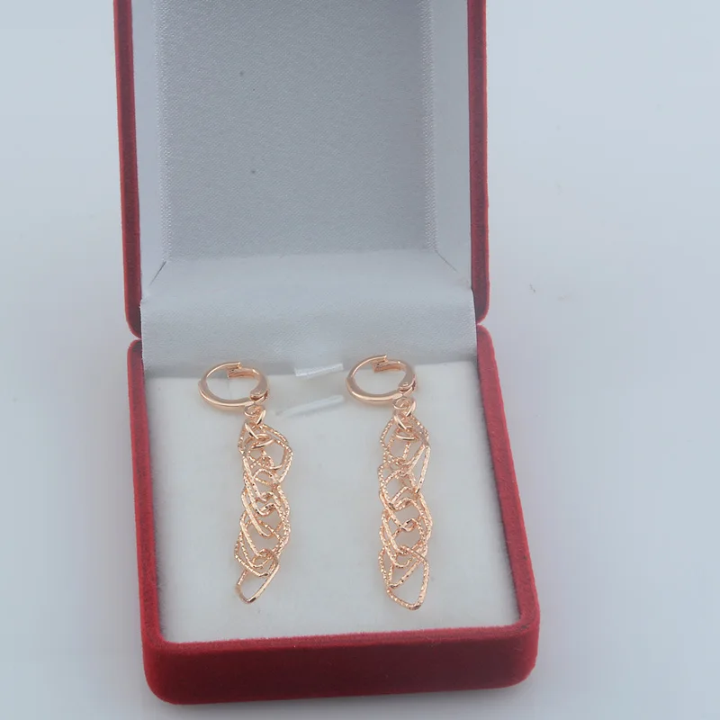 Женский браслет + серьги ожерелье из розового золота 585 пробы комплект ювелирных