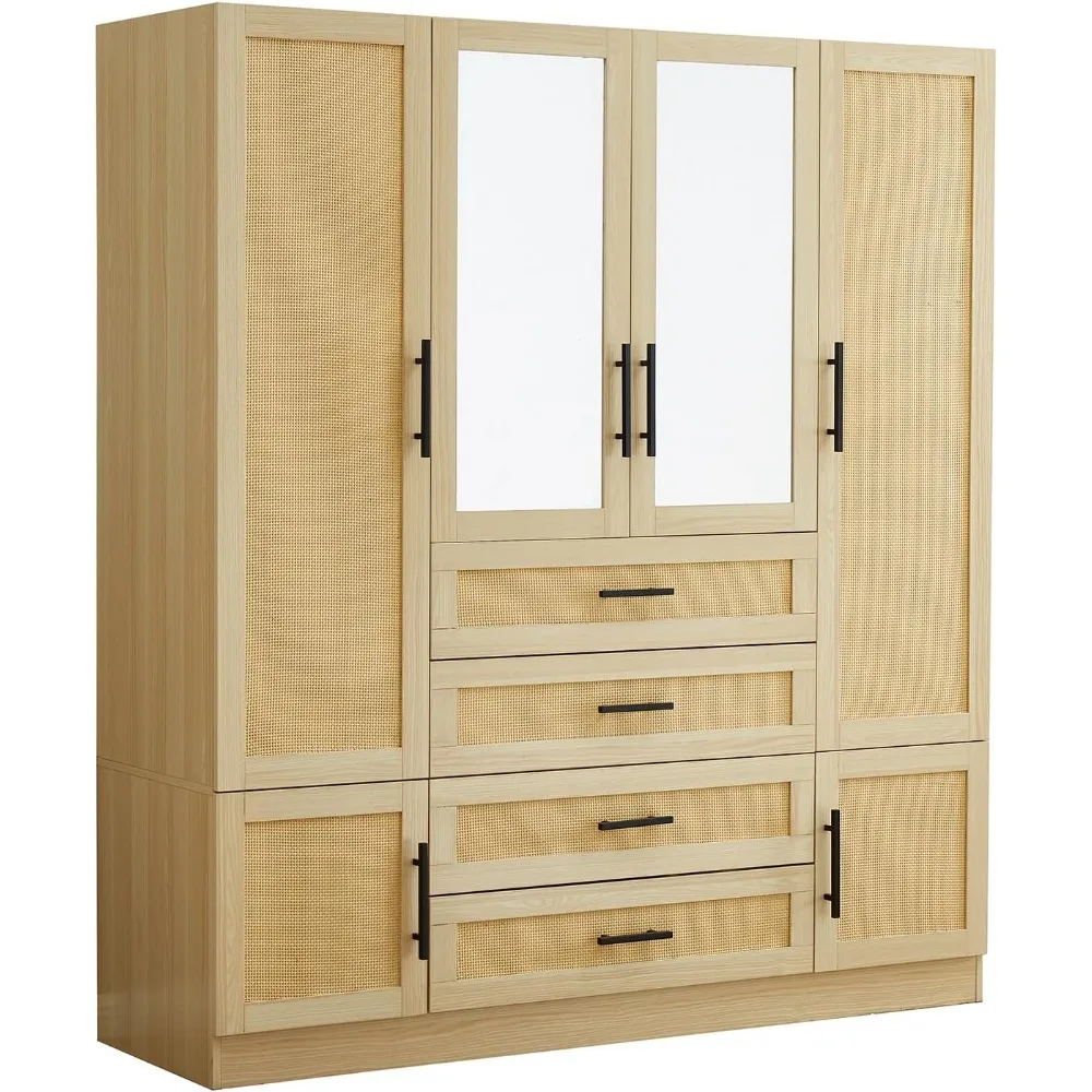 Деревянный шкаф-купе с 4 дверцами и 3 ящиками шкаф зеркалом органайзеры для шкафов