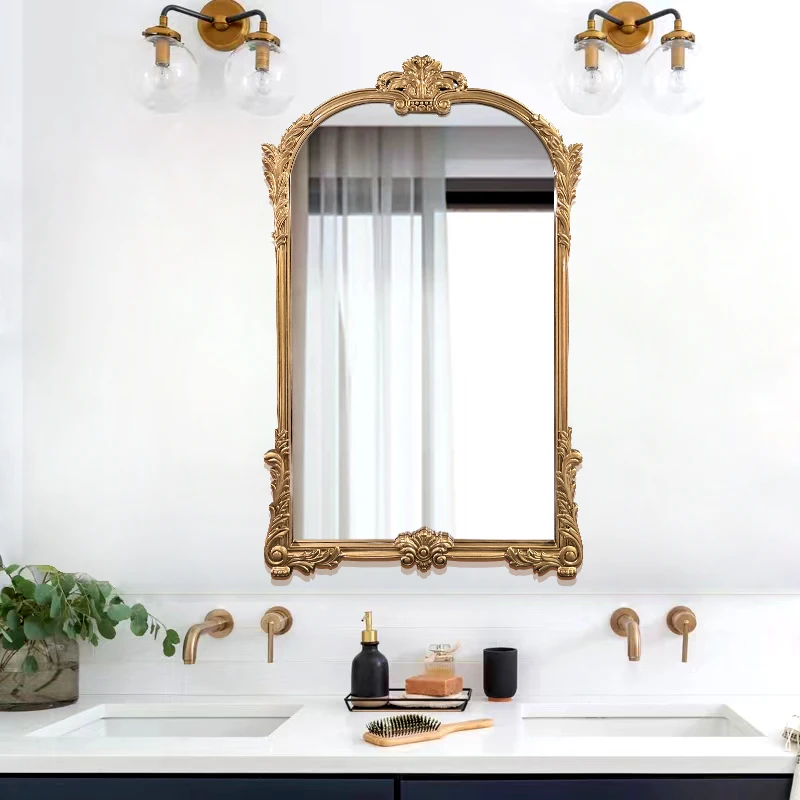 

Unbreakable Wall Mirror Aesthetic Vintage Gold Big Mirror Bathroom Sticker Glass Espelho Grande Para Quarto Korean Room Decor