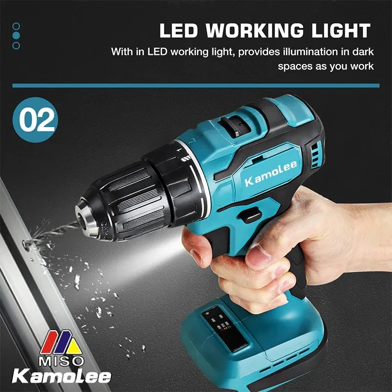 Бесщеточная электрическая Ударная дрель Kamolee 10 мм аккумуляторная отвертка