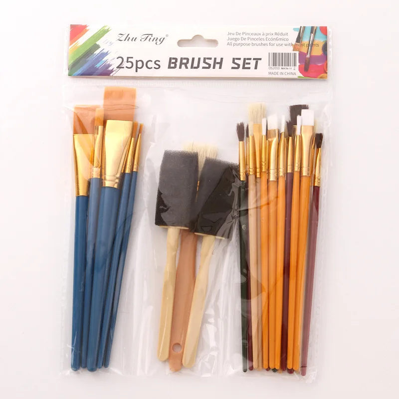 25pcs Multifunctional Artist Paint Brush Set Nylon Bristle Hair Painting Brushes Oil Acrylic Brush Watercolor Art Supplies images - 6