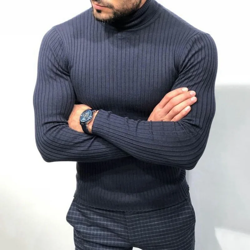 

Wepbel Knitwear Sweaters Long Sleeve Pullovers Sweater Black Sweaters Solid Color High Collar Bottoming Shirt Men Autumn Jumpers