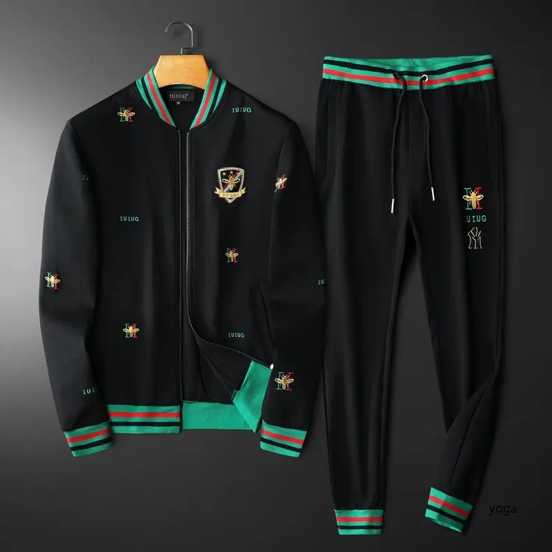 

Men's Casual Sports Suit 2022 Autumn And Winter New Cotton Bee Sweater Jacket Pants Two-piece Set