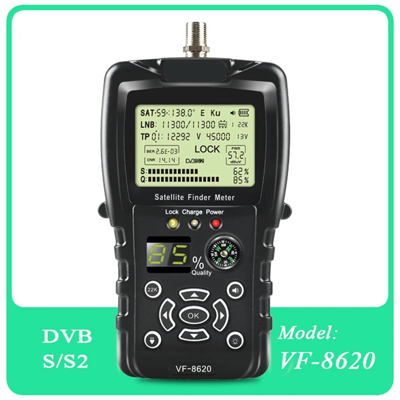 Фото -8620-метровый цифровой спусковой датчик с экраном DVB-S/S2/S2X 1080P и компасом, фонарик, перезаряжаемая вилка европейского стандарта №4