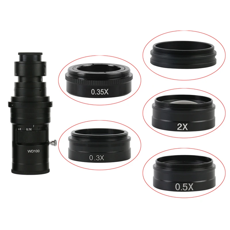 

Barlow Auxiliary Objective Glass Lens 0.75X 0.5X 2.0X 0.35X 1X For 180X 300X Zoom Monocular C MOUNT Lens HDMI Video Microscope