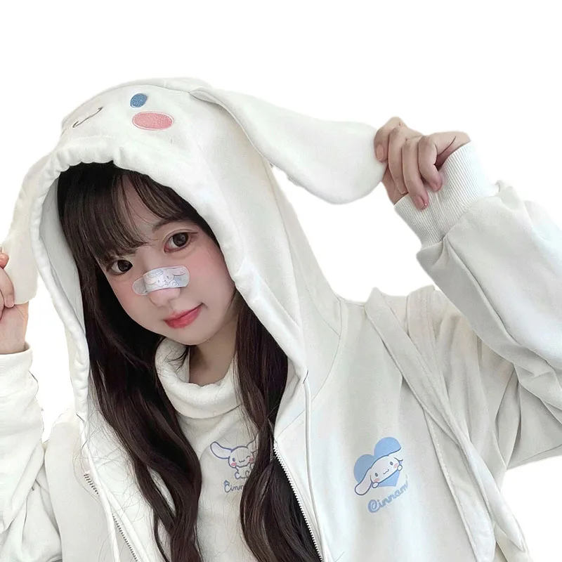 

Kawaii Cinnamoroll My Melody Kuromi Thin Section Cotton Hooded Coat Women Sanrioed Anime Spring Autumn All-Match Hoodie The New