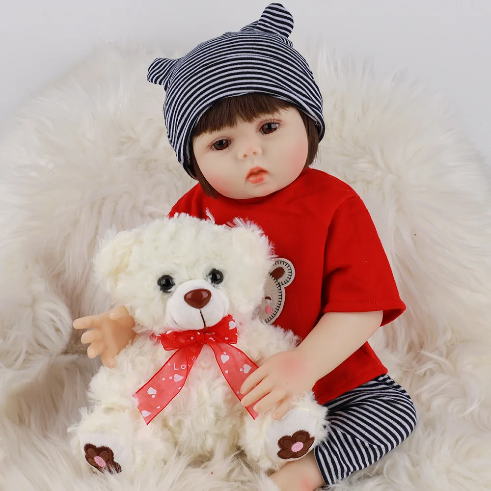 

48 CM Simulation Silicone Reborn Dolls So Truly Like Newborn Babies Doll For Boy Or Girl Kid Birthday Gifts Soft Vinyl Play Toy