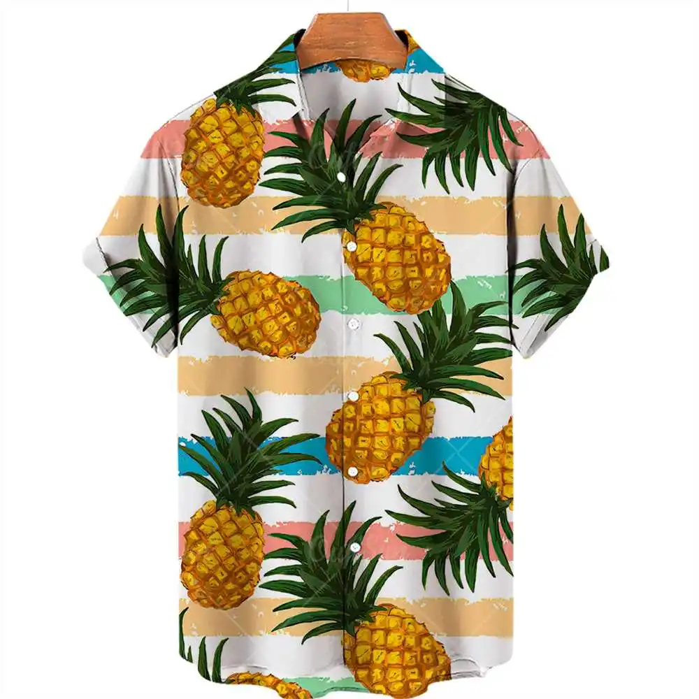 2023 Casual fruit new fashion summer Hawaiian men's shirt printed Larat button 5XL beach top shirt