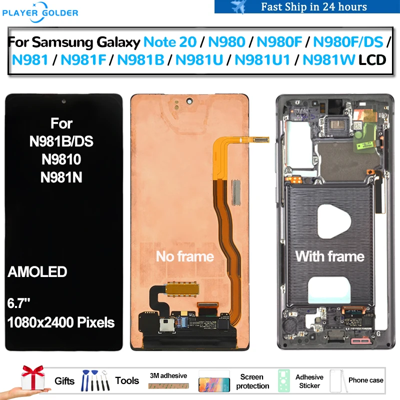 Фото AMOLED для Samsung Galaxy Note 20 Note 20 N980 N980F N981 N981F N981B Pantalla ЖК-дисплей с сенсорной панелью и дигитайзером экрана в сборе №1
