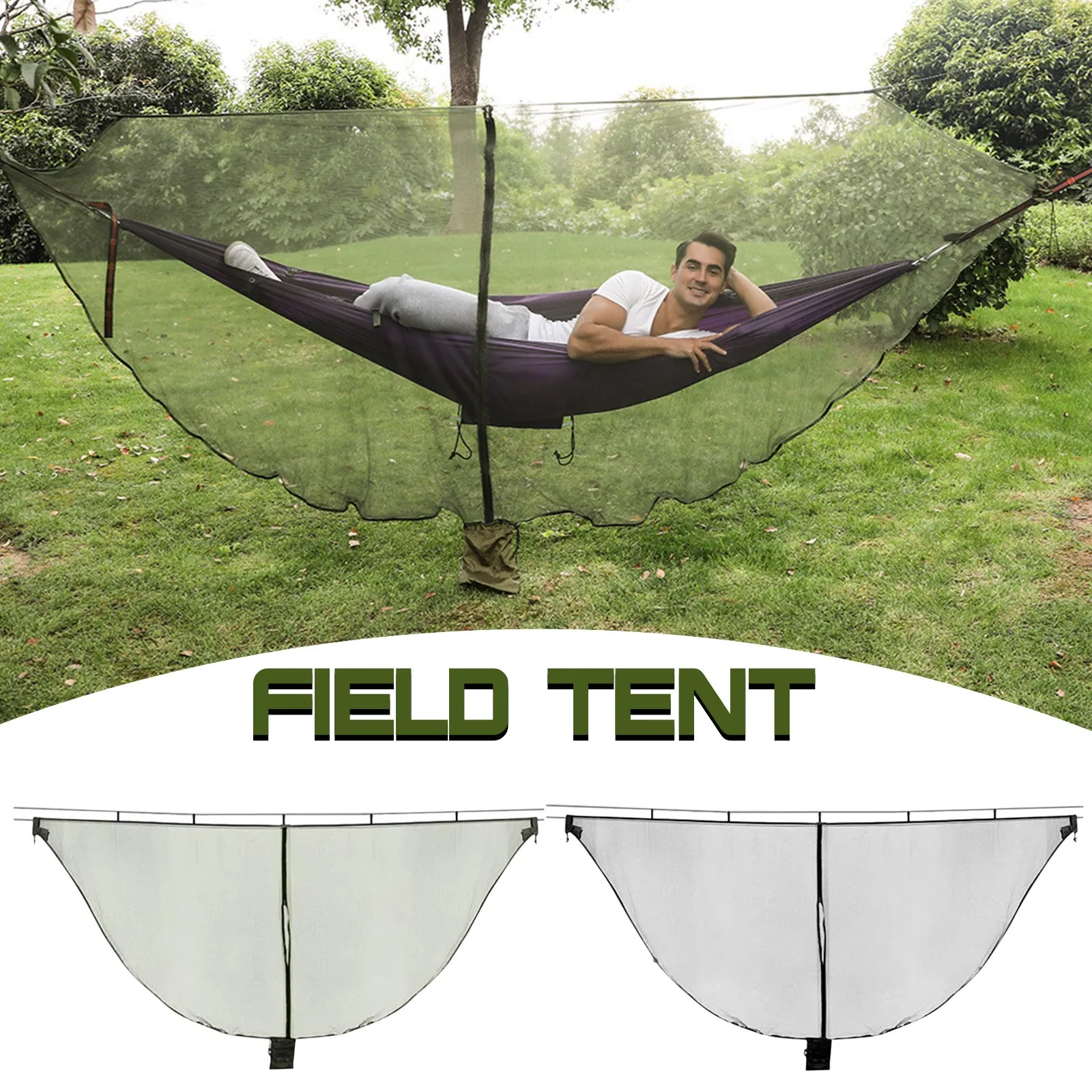 

Outdoor Easy Setup Travel Portable Hammock Mosquito Net Fabric Nylon Camping Double Person Foldable Separating Mosquito Bed Net