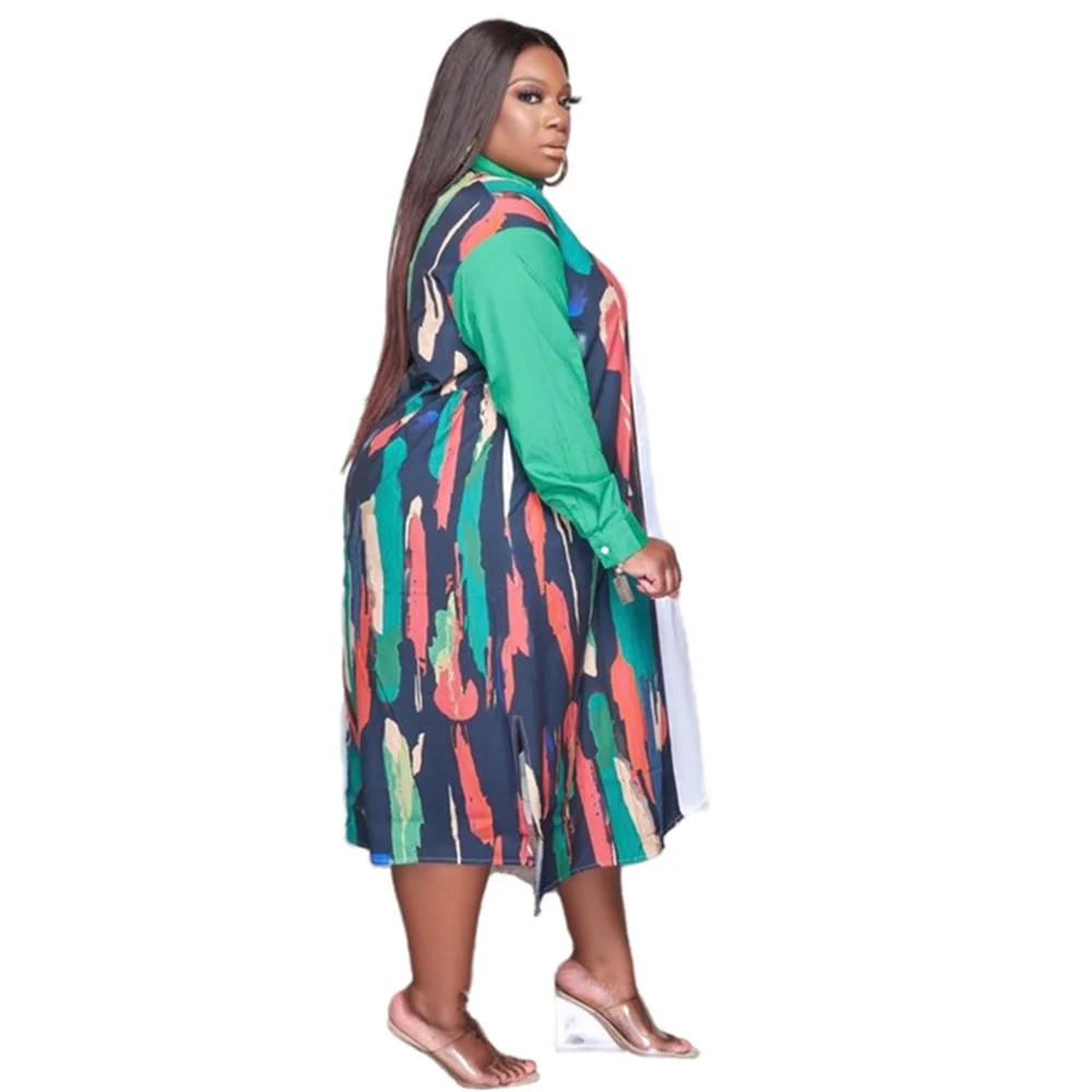 

Женское платье-рубашка с одной пуговицей, большие размеры