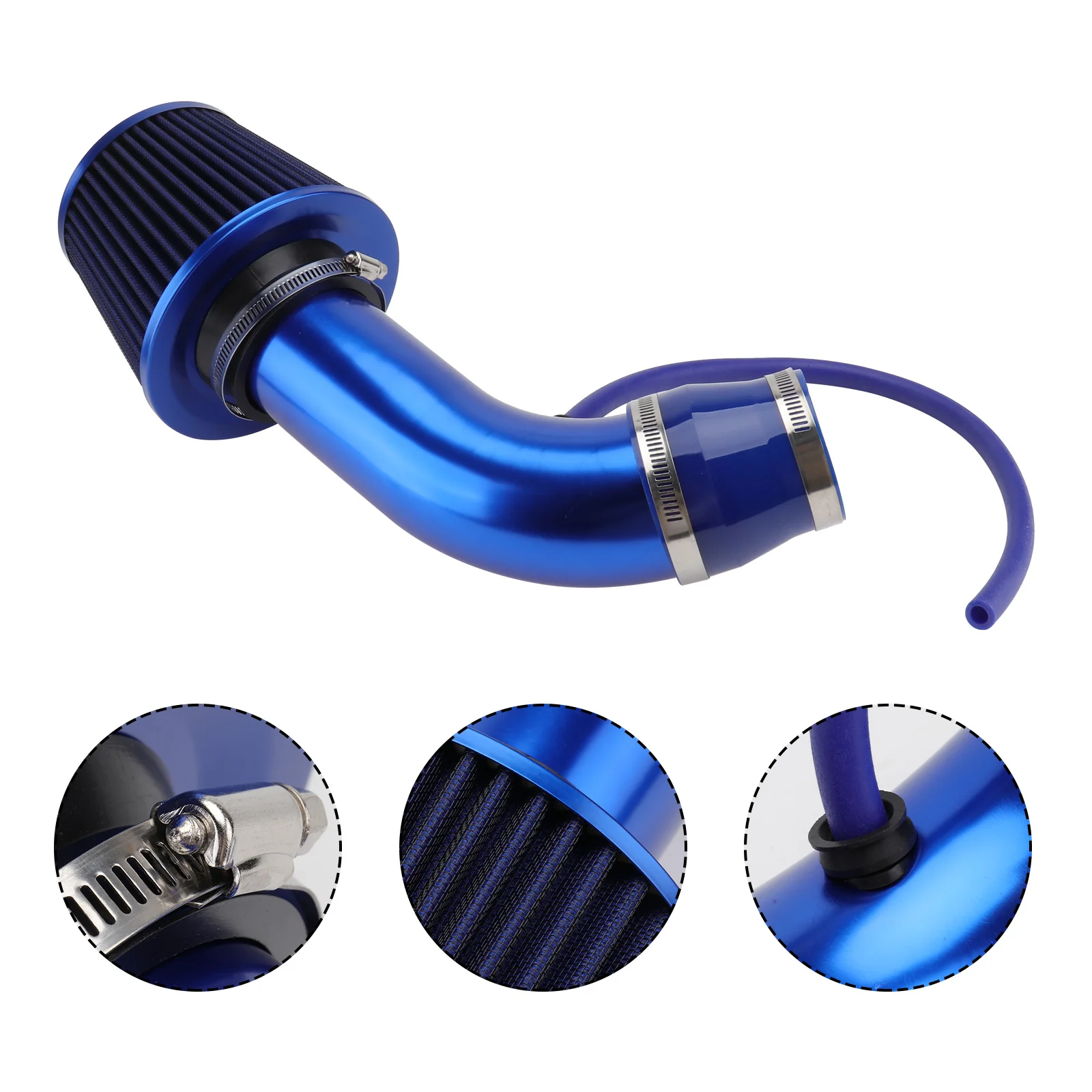 

76mm Automotive Air Intake Filter System Cleaner Replacement Accessory Intake Filters with Intake Pipe ( Blue )