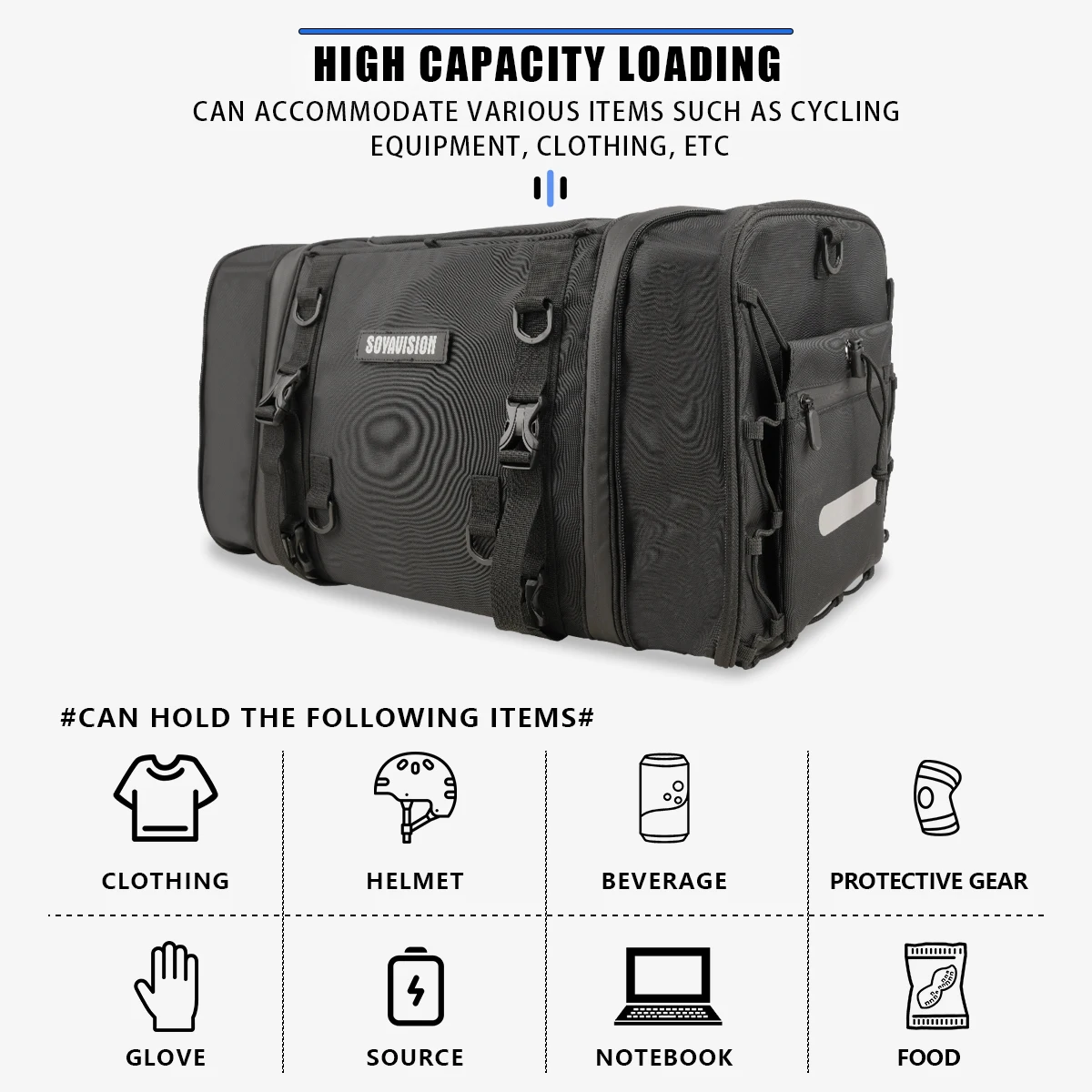 Сумка на седло мотоциклетная водонепроницаемая 35-50 л