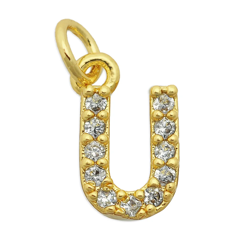 5 шт./лот латунные фианитовые Подвески с буквами A-Z DIY ювелирные изделия оптовая