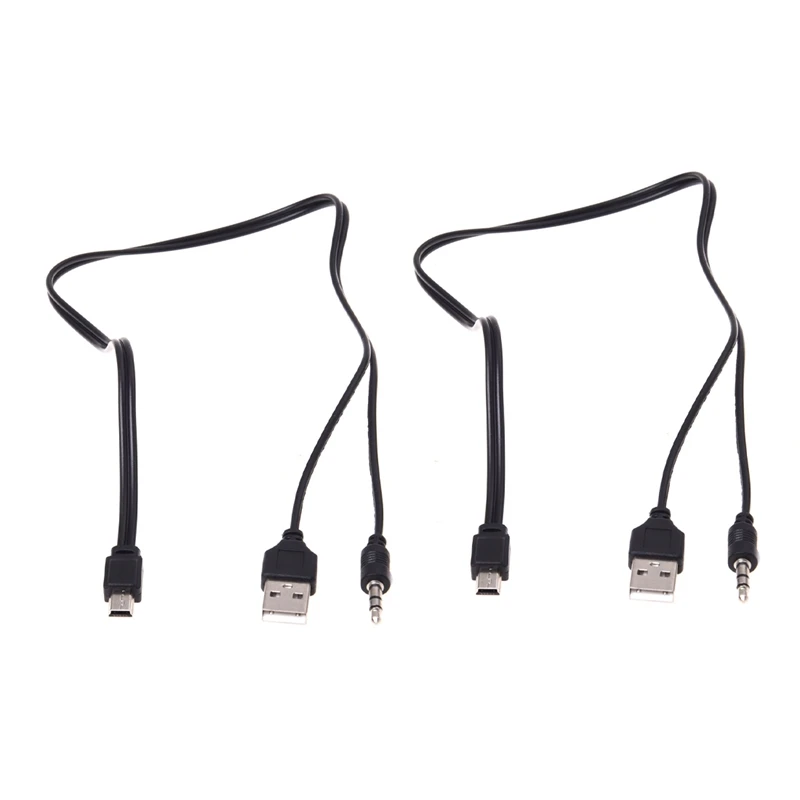 

2X 3.5Mm Aux USB2.0 Male Mini 5 Pin USB Portable Speaker Audio Cable