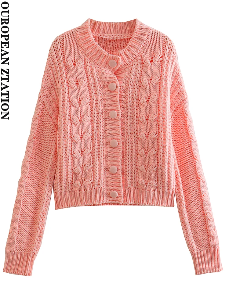 

Женский вязаный кардиган PAILETE, винтажный кардиган в рубчик с длинным рукавом и круглым вырезом, верхняя одежда, шикарные топы, 2022